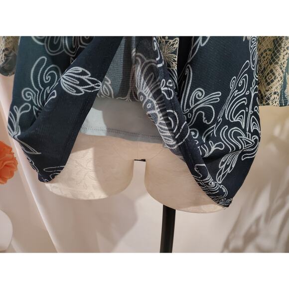 Vtg Axcess Liz Claiborne Sheer Mesh Overlay Babydoll 3/4 Sleeve Top Size XL Boho - Picture 6 of 11